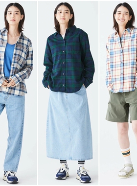 美系百年户外LLB 女款 苏格兰格纹法兰绒单口袋宽松长袖衬衫 D006