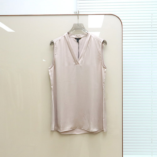 国货精品 女款 100真丝V领无袖上衣 G521