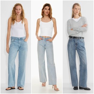 意大利面料 70年代高腰阔腿牛仔裤 D574 女款 加拿大红牌DF