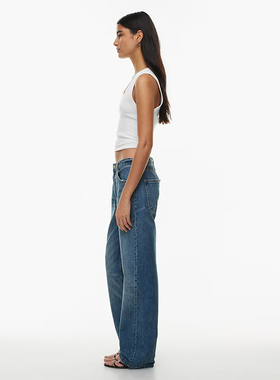 加拿大红牌DF 女款  蓝色洗水90年代低腰直筒牛仔裤 D871