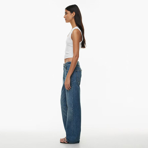 加拿大红牌DF 女款  蓝色洗水90年代低腰直筒牛仔裤 D871