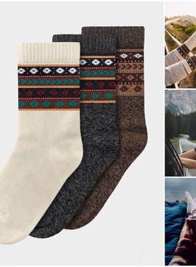 德系复古T1MBER 羊驼毛费尔岛提花针织袜 男女同款 7000