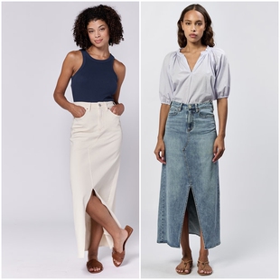 牛仔半身裙 美式 前开叉长款 女款 F606 丹宁DJ