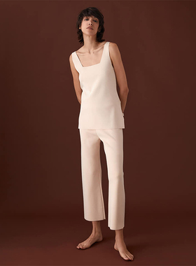 西班牙轻奢AD 女款  方领侧开衩针织背心 C307