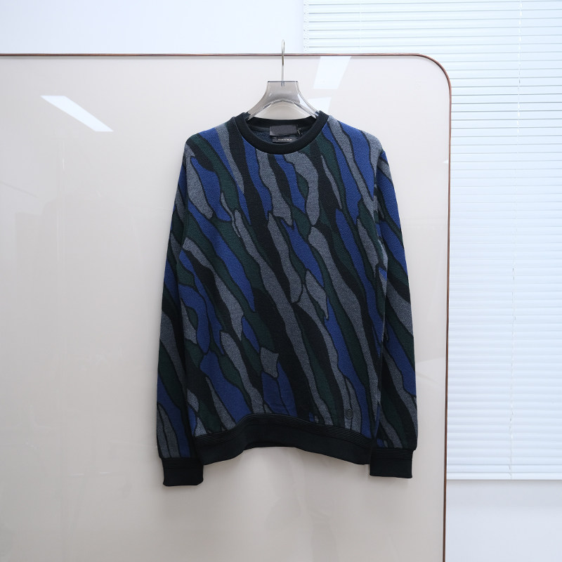 意大利奢品Tru撤柜  男款 100羊毛圆领提花长袖针织衫 E347