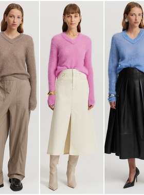 澳洲轻奢C0UNTRY 女款 轻盈马海毛羊毛混纺V领蓬松针织衫 E017