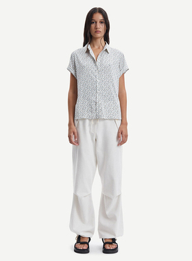 北欧S@M503 女款 兰精粘胶纤维碎花百搭通勤短袖衬衫 2630