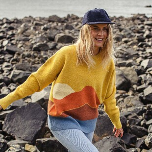 F730 日落提花圆领落肩宽松针织衫 英伦户外山系PSG 女款