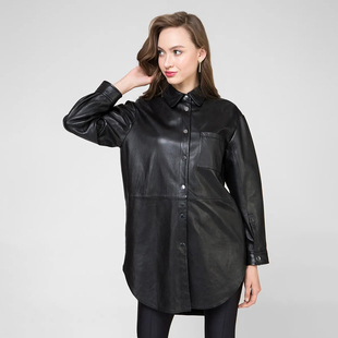 意大利轻奢PK0撤柜 女款 翻领按扣羊皮皮革外套 E344