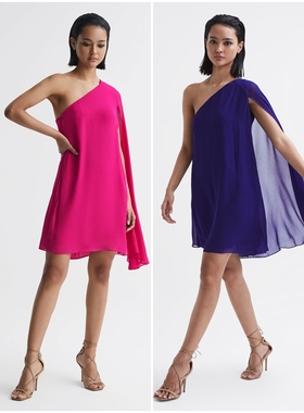 英伦简约RS  女款  露肩纱网飘逸连衣裙 2324