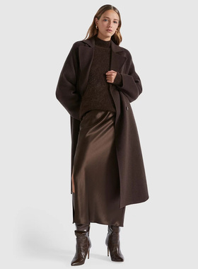 澳洲SEED 女款 马海毛羊毛混纺半高领毛绒针织衫 E834