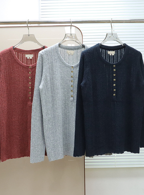 英伦FF  女款 羊毛混纺亨利领长袖针织衫 E232