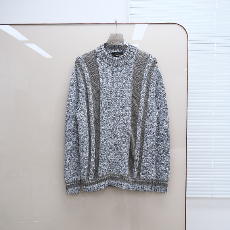意大利奢品Tru撤柜  男款 棉麻混纺圆领镂空长袖针织衫 E322