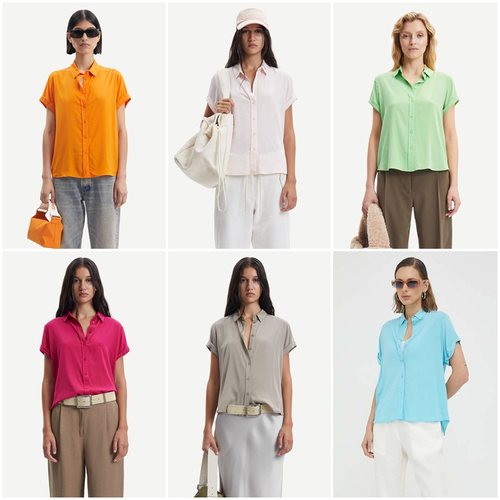 北欧S@M503 女款 兰精粘胶纤维百搭通勤短袖衬衫 2617