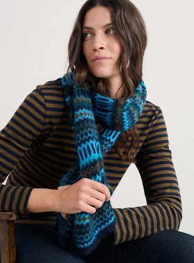 英伦se@s@1t 女士 费尔岛提花美利奴羊毛马海毛混纺针织围巾 E243