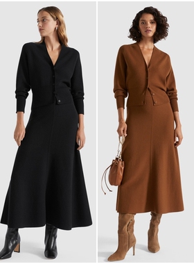 澳洲SEED 女款 羊毛混纺V领针织开衫 E805