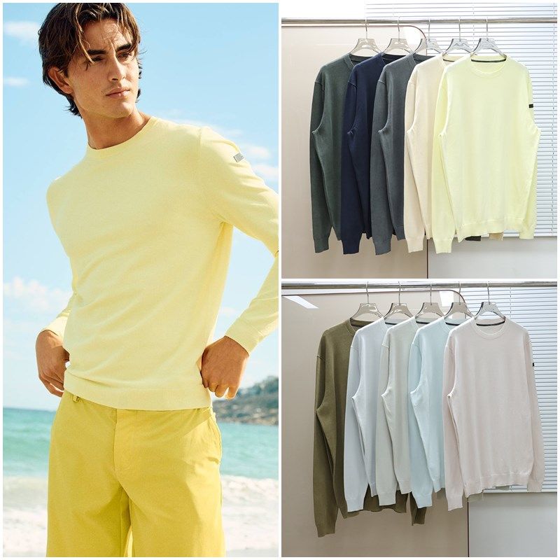 意大利海洋运动轻奢RR 男款 轻质弹力圆领长袖针织衫 E251