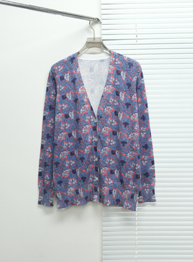 美系TB  女款  V领提花针织开衫 5694