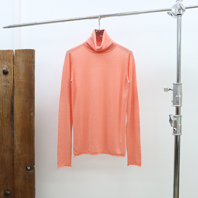 面料控入 女款 100开司米山羊绒高领卷边长袖针织衫 417 E147