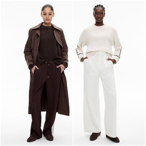 澳洲轻奢W1TCH 女款 羊毛混纺圆领落肩撞色饰边长袖针织衫 E020