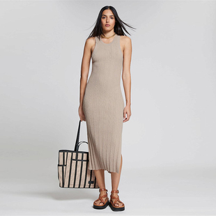 北欧风CS 女款 U领罗纹下开叉针织连衣裙 1481