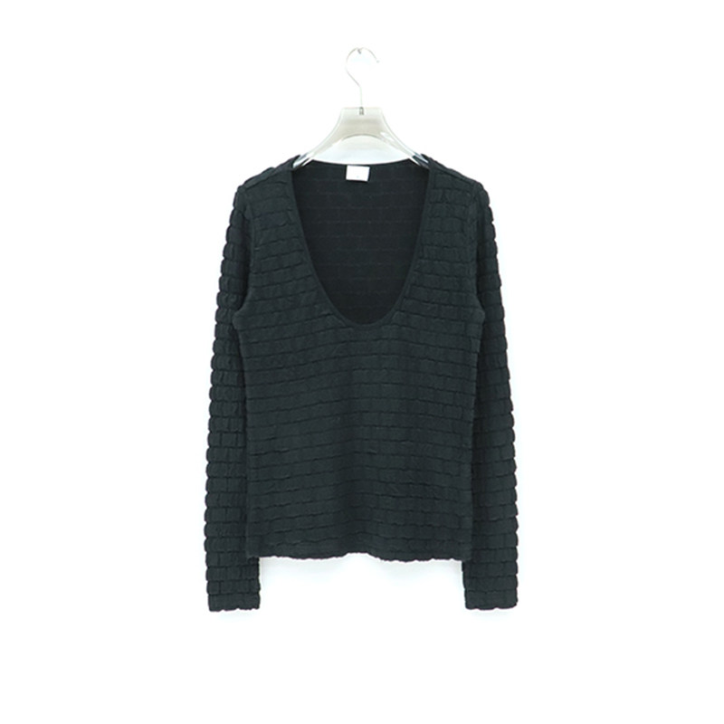 澳洲轻奢SHK 女款 复古U领纹理长袖上衣 8650