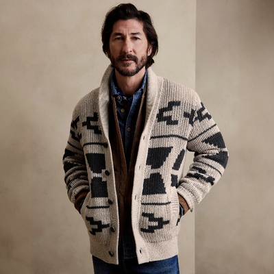 美系蕉国BR 男款 棉质纳瓦霍提花针织开衫外套 D700