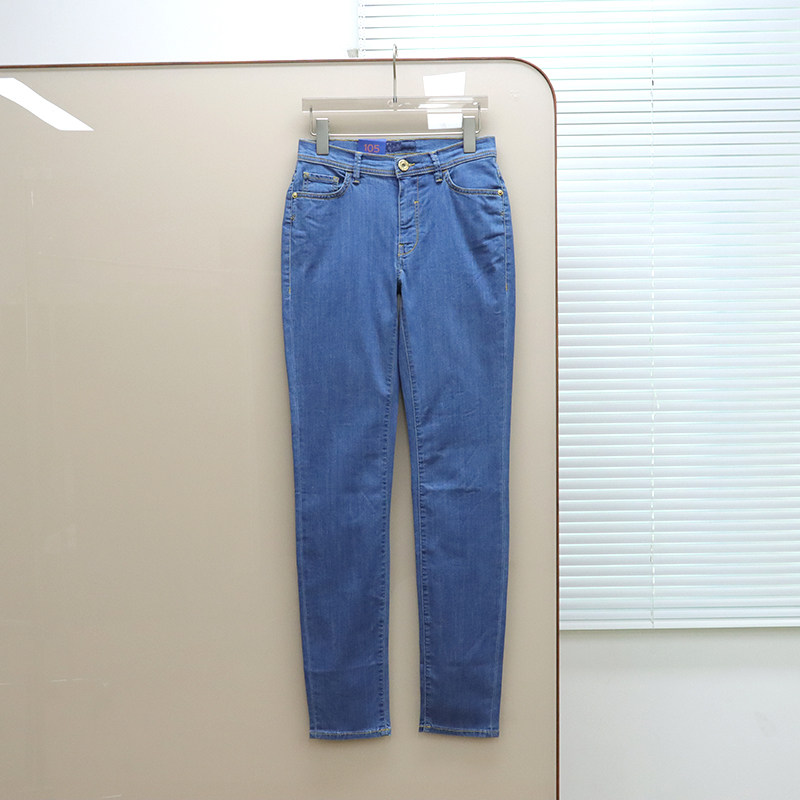 意大利奢品Tru撤柜 女款  蓝色洗水修身弹力牛仔裤 E381
