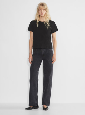 加拿大红牌DF 女款 黑色洗水70年代高腰阔腿牛仔裤 D570