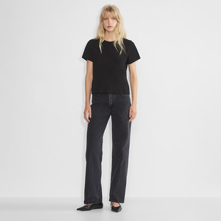 D570 黑色洗水70年代高腰阔腿牛仔裤 加拿大红牌DF 女款