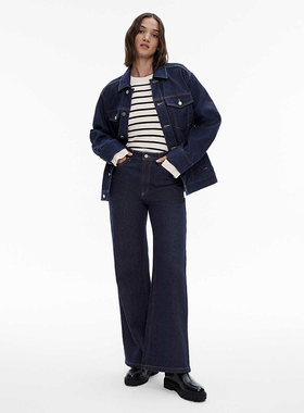 澳洲轻奢W1TCH 女款  羊毛混纺圆领条纹修身袖开衩针织衫 E034