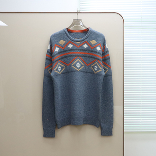 F723 圆领纳瓦霍提花针织毛衣 英伦户外山系PSG 男款