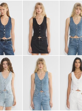 加拿大DEN1M F0RUM 女款 必入单品意大利面料牛仔马甲 4287