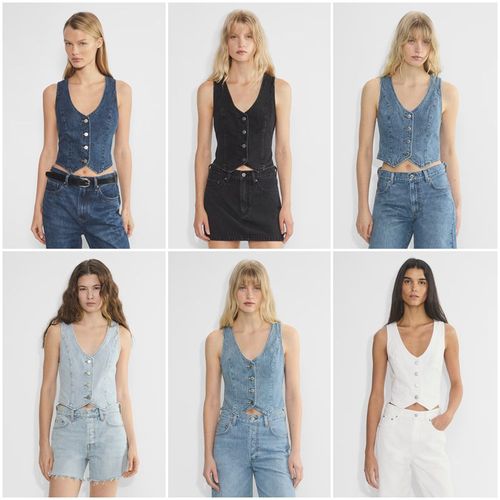 加拿大DEN1M F0RUM 女款 必入单品意大利面料牛仔马甲 4287