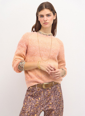 西班牙轻奢H0S 女款 羊毛混纺圆领渐变针织衫 E718