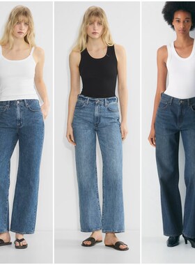 加拿大红牌DF 女款 70年代高腰阔腿牛仔裤 意大利面料 D542