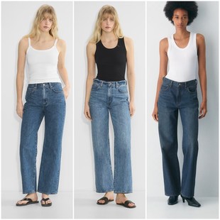 意大利面料 70年代高腰阔腿牛仔裤 D542 女款 加拿大红牌DF