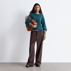 北欧风0S 女款 棉羊毛混纺糯软圆领长袖针织衫 D290