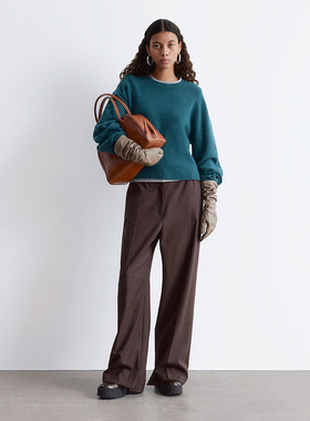 北欧风0S 女款 棉羊毛混纺糯软圆领长袖针织衫 D290