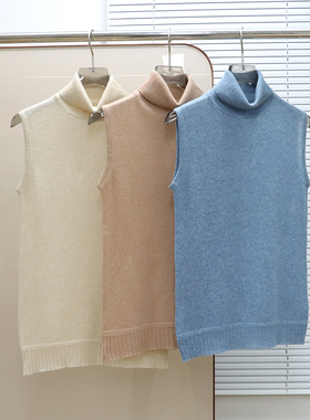 面料控入 出岛国 女款 100羊绒高领无袖针织衫 E061