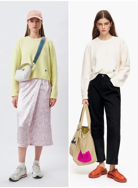 西班牙轻奢BYL 女款 小徽标刺绣圈圈呢圆领长袖针织衫 7270