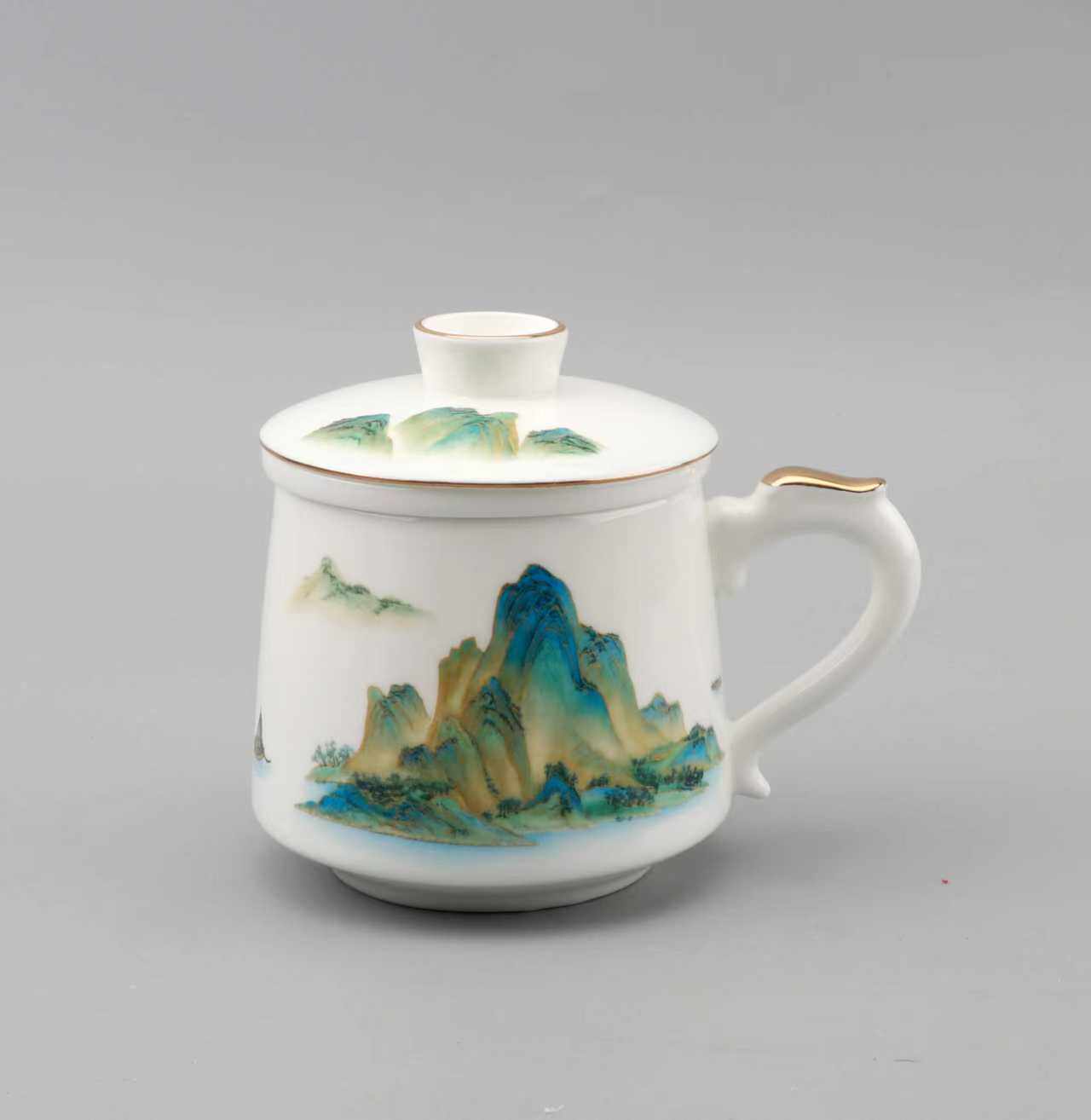 无棣海洋贝瓷办公滤茶杯水杯带茶漏小分子活化水礼盒套装送礼