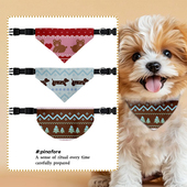 费尔岛风格 新年宠物口水巾狗狗猫咪三角巾围巾围脖吃饭围兜大中小