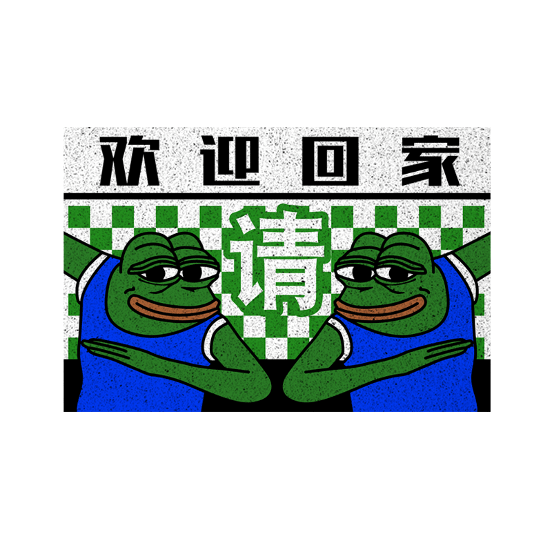 悲伤的蛙表情包欢迎回家丝圈地垫