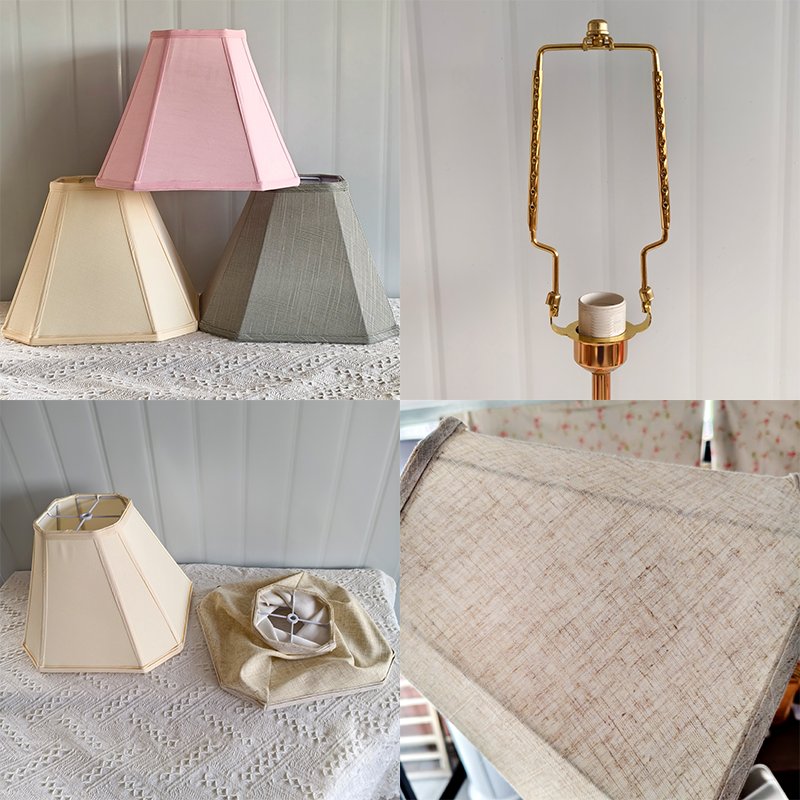  可折叠牛角架方形灯罩精准适配美式灯口卧室床头复古柔光台灯罩