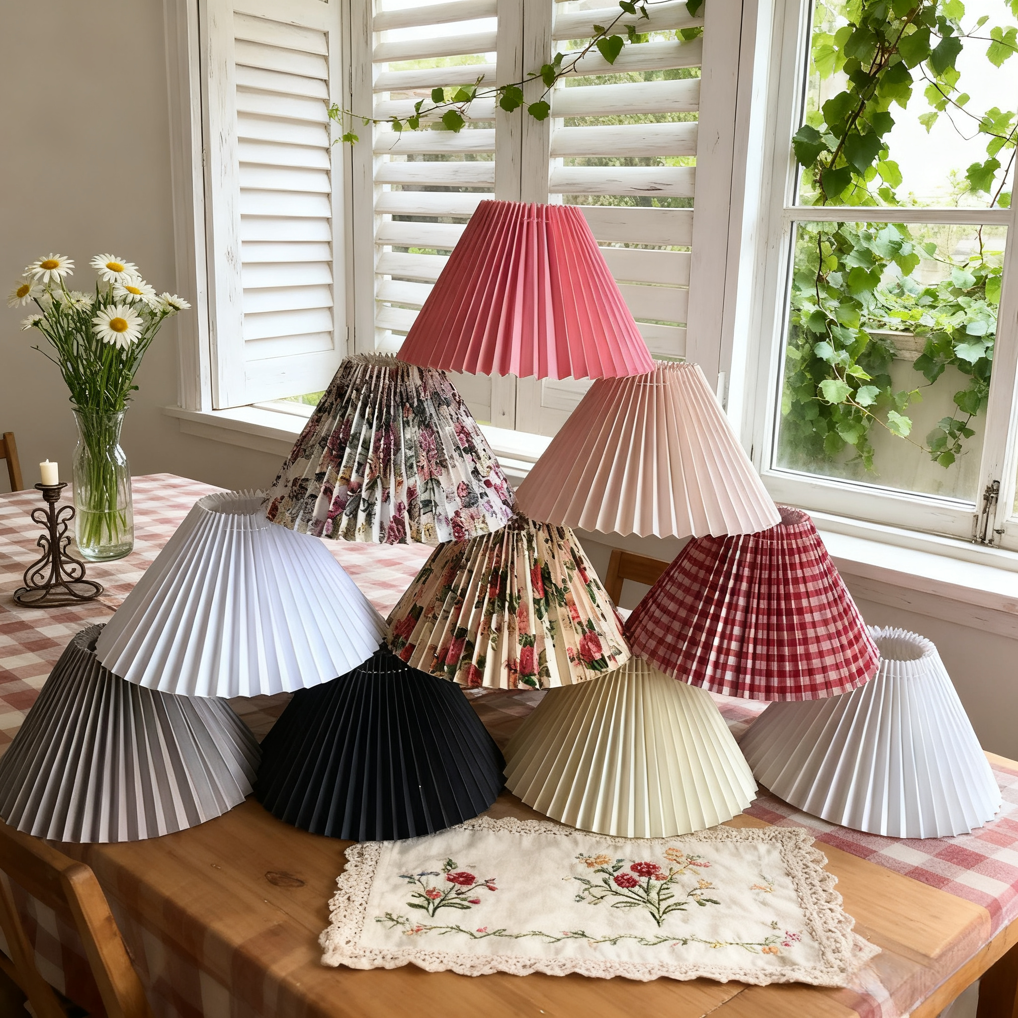 布艺灯罩宫廷风台灯落地灯外壳灯具配件ins风灯罩百褶吊灯罩