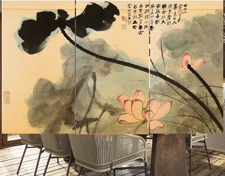 竹帘卷帘窗帘新中式茶室禅意碳化卷帘