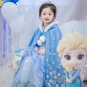 公主裙冰雪奇缘小童秋冬连衣裙女孩洋气艾莎裙子生日礼服斗篷