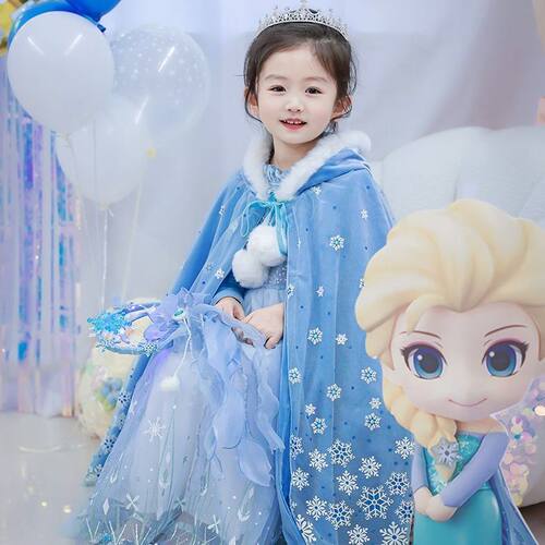 公主裙冰雪奇缘小童秋冬连衣裙女孩洋气艾莎裙子生日礼服斗篷