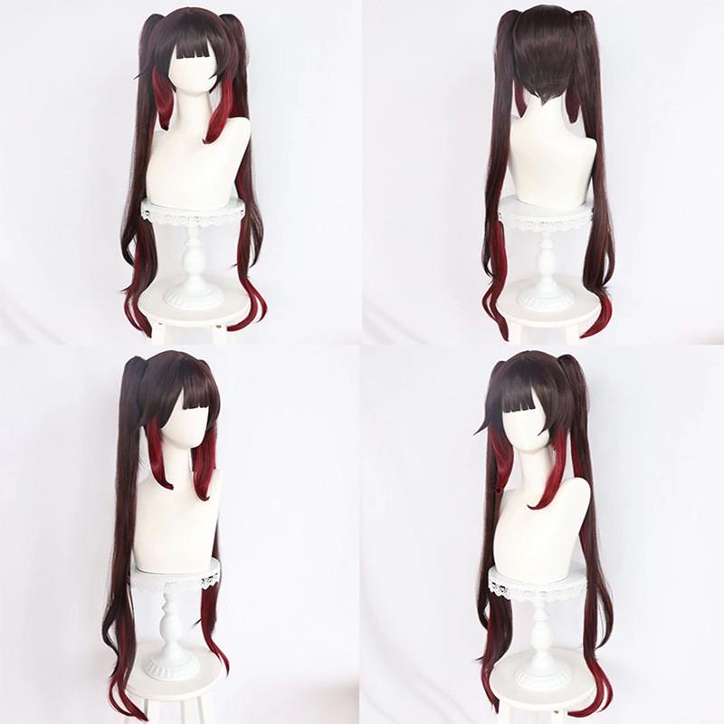 花火COS假发虎口夹双马尾头皮顶拼色渐变cosplay